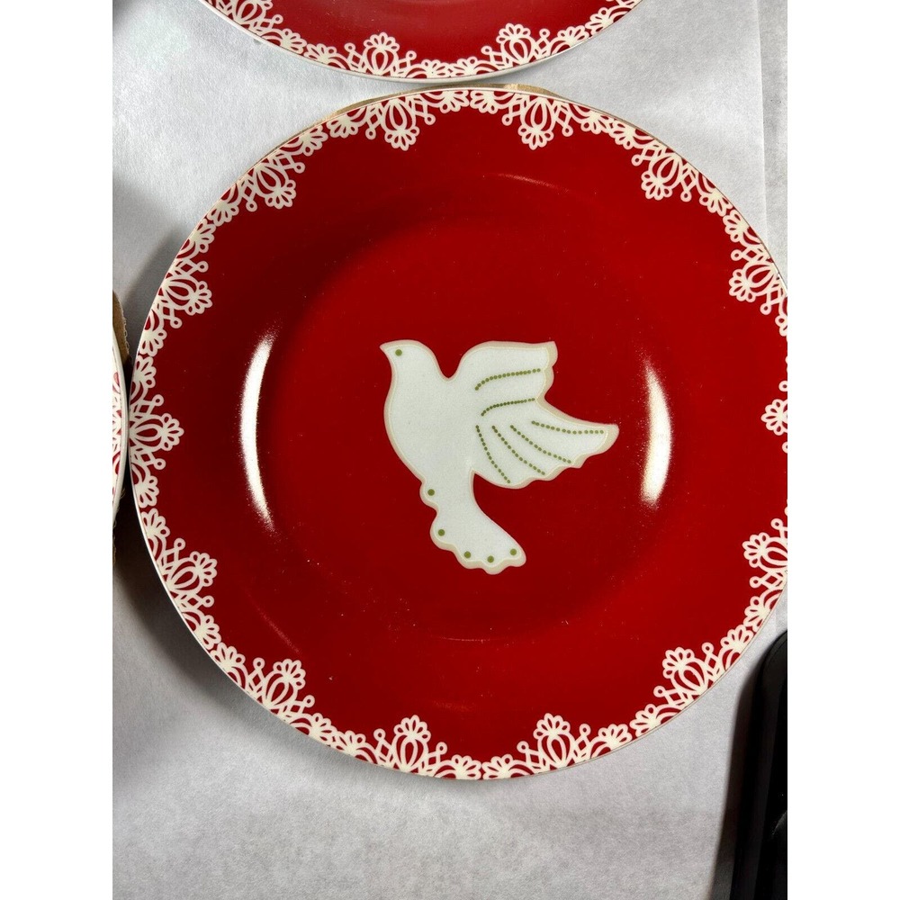 Now Designs Cute Ceramic Christmas Plates (qty 4) in Storage Box - Picture 6 of 8